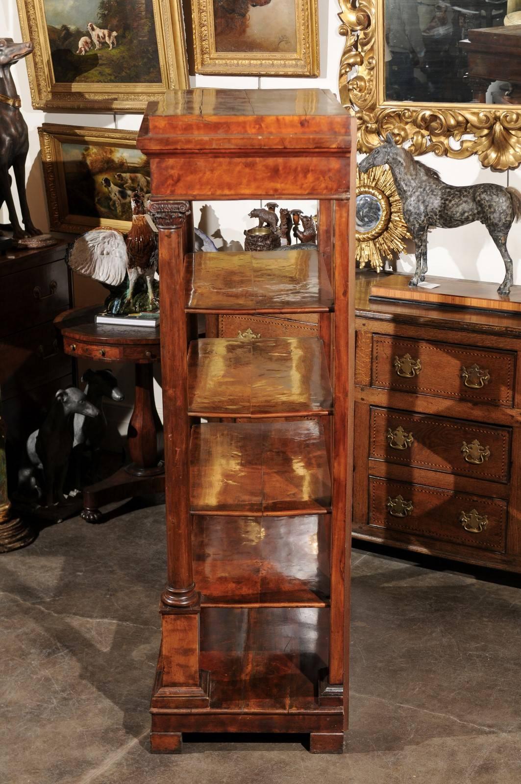 Austrian Fruitwood Biedermeier Open Bookcase or Shelf with Corinthian Columns 3