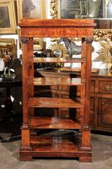 Austrian Fruitwood Biedermeier Open Bookcase or Shelf with Corinthian Columns