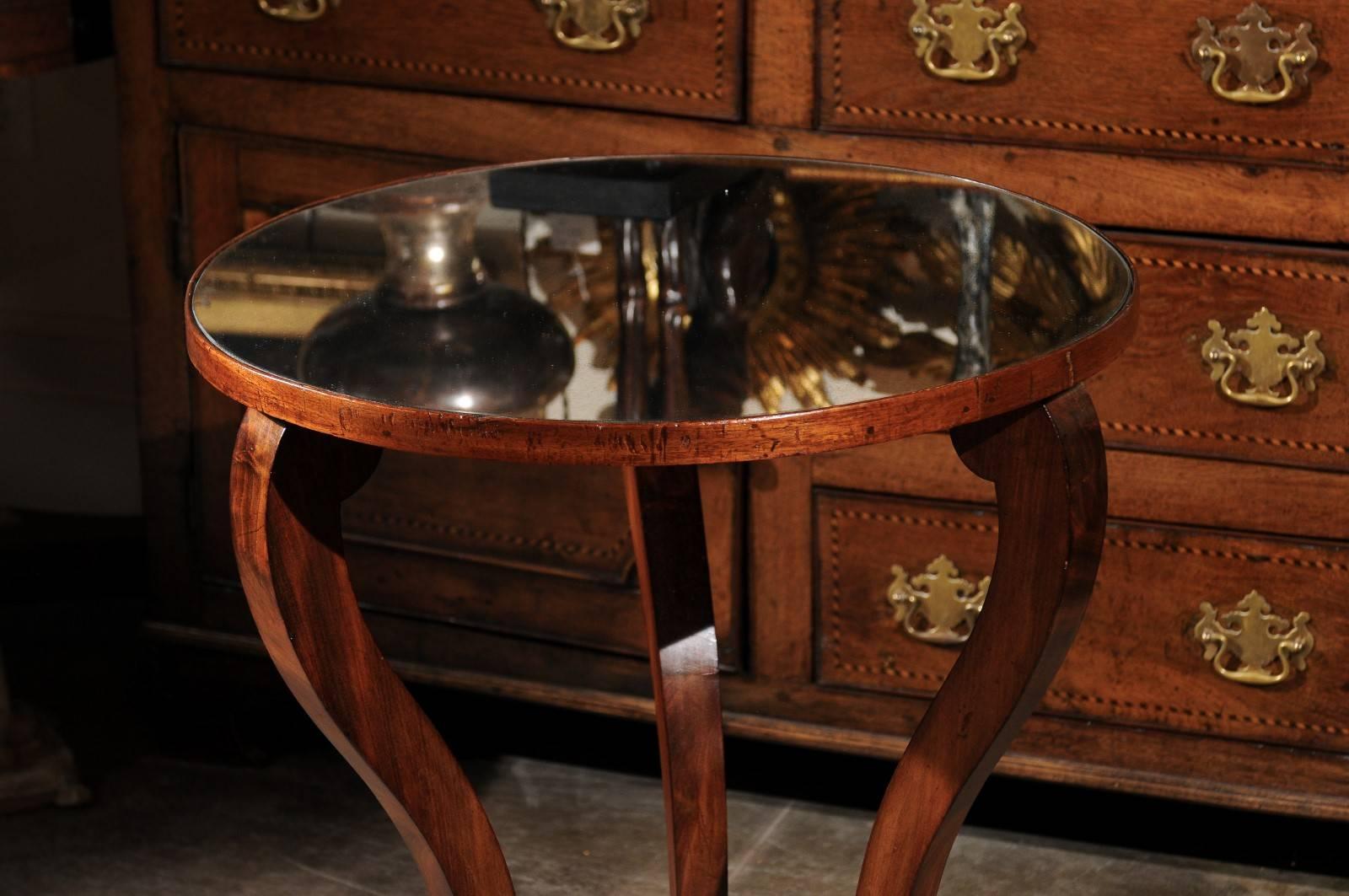 19th Century French Mahogany Restauration Style Guéridon Table with Mirrored Top, circa 1870