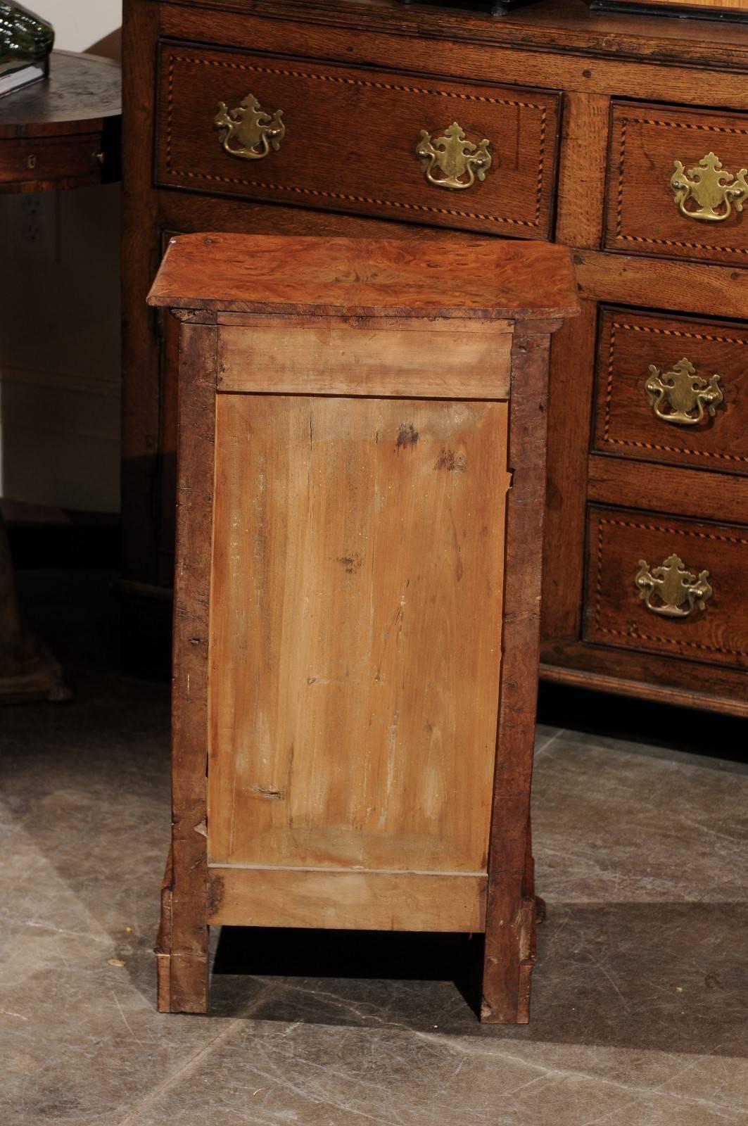 English Burl Wood Pot Cupboard from the 1880s with Single Drawer and Door 6