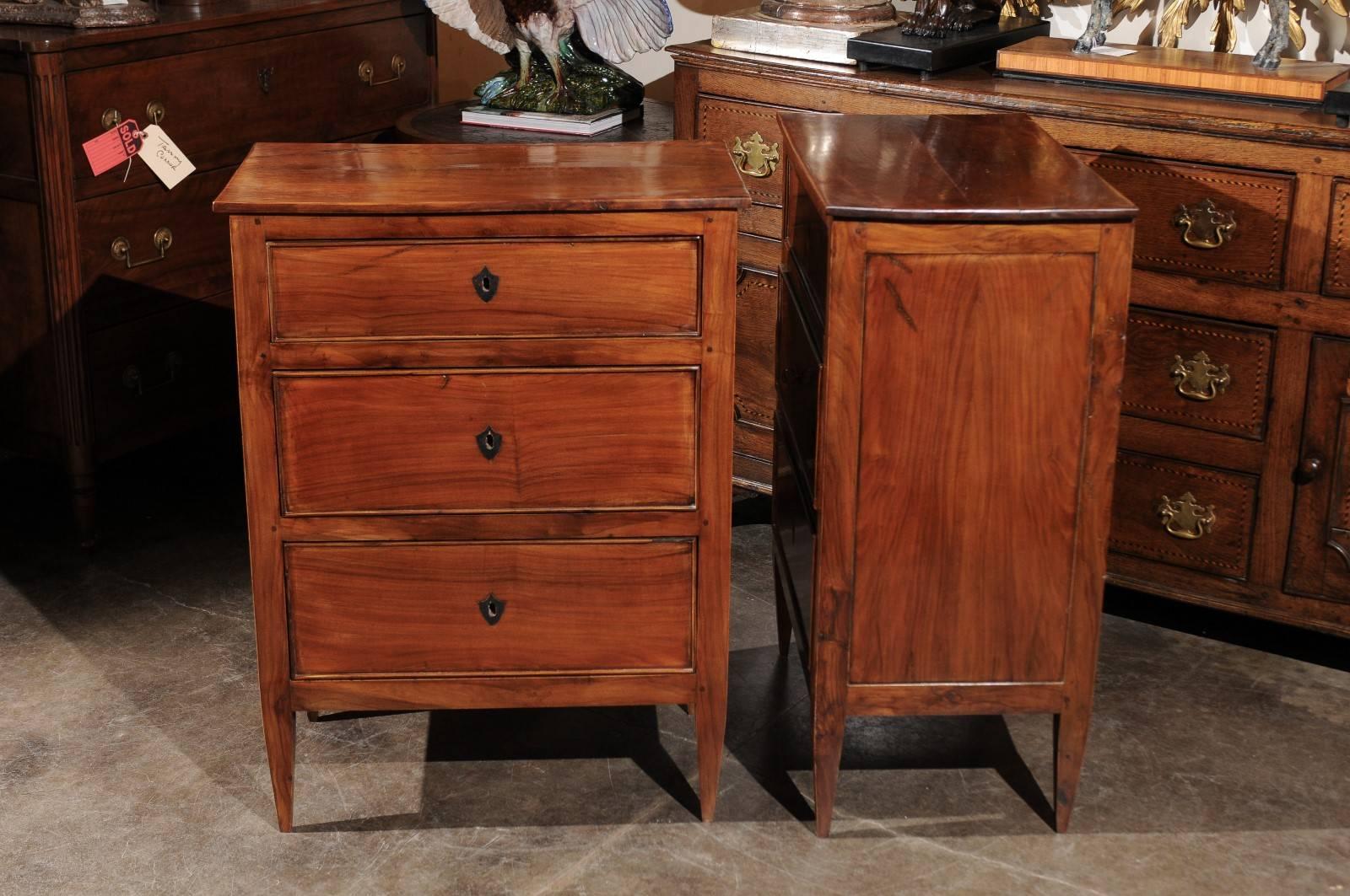 Pair of French Directoire Style Small Size Cherry Commodes from the 1920s 2