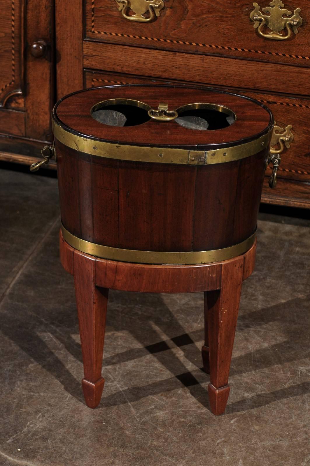 Mid-19th Century English Mahogany and Brass Wine Cooler Drinks Table on Stand 4