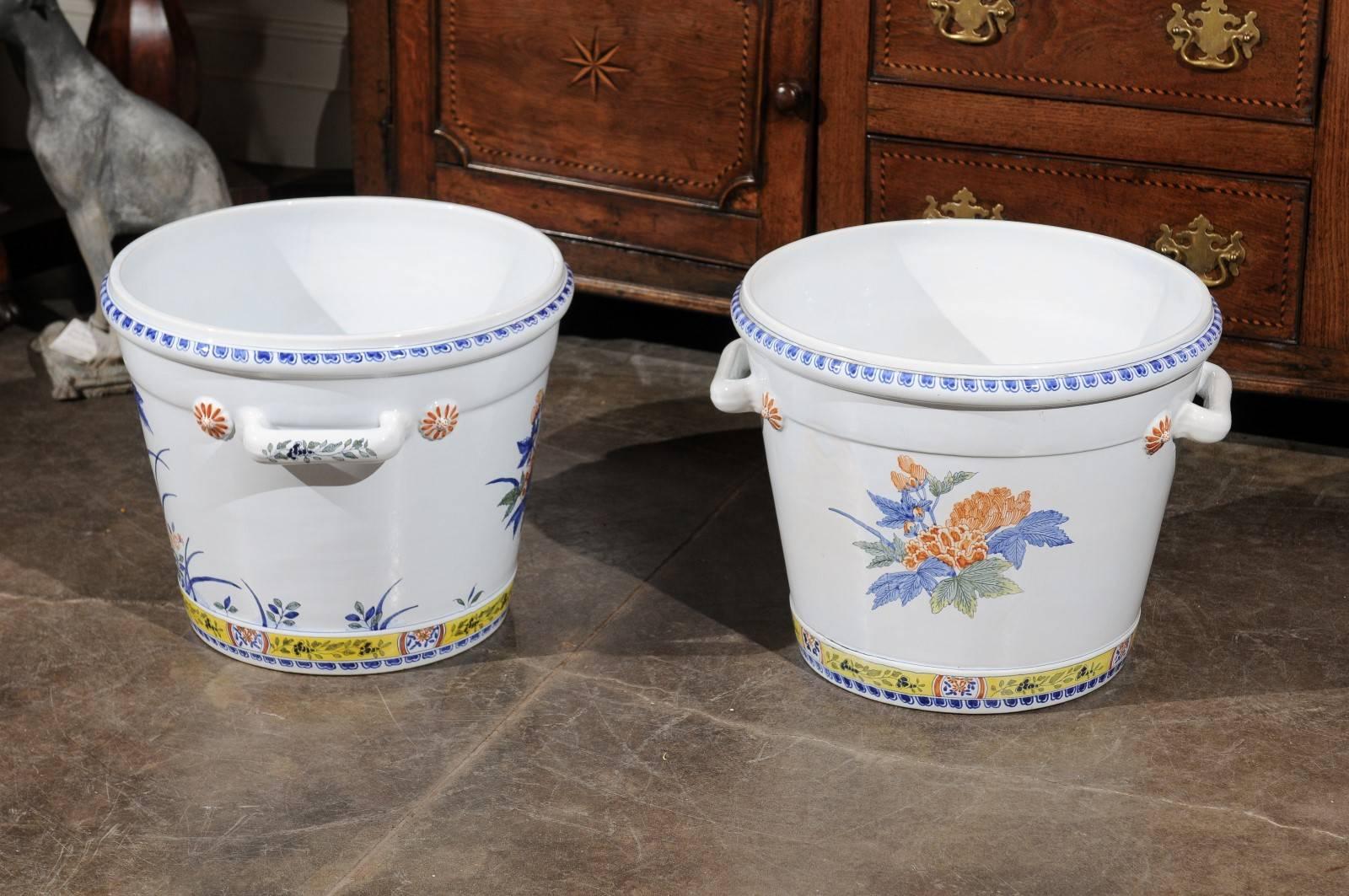 Pair of French Faience Cache Pots Made for Tiffany & Co in the Mid-20th Century 2
