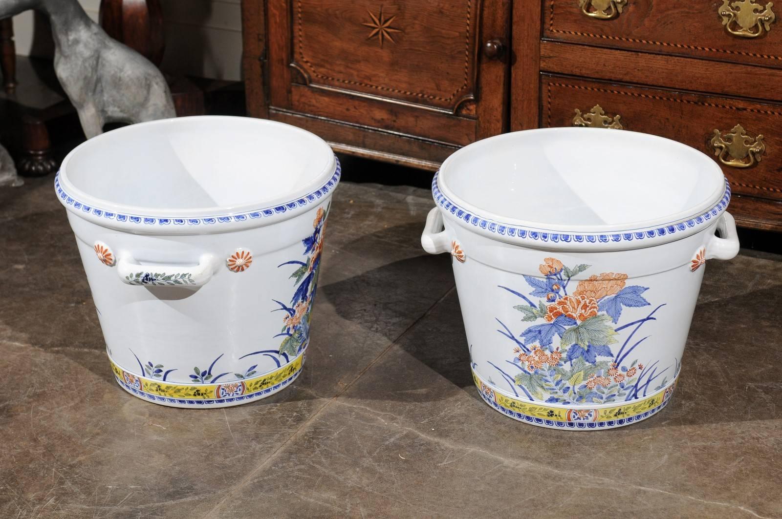 Pair of French Faience Cache Pots Made for Tiffany & Co in the Mid-20th Century 1
