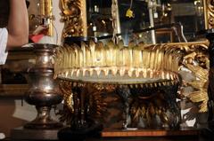Spanish Gilt Metal Crown Chandelier with Leaf Motifs from the 1950s