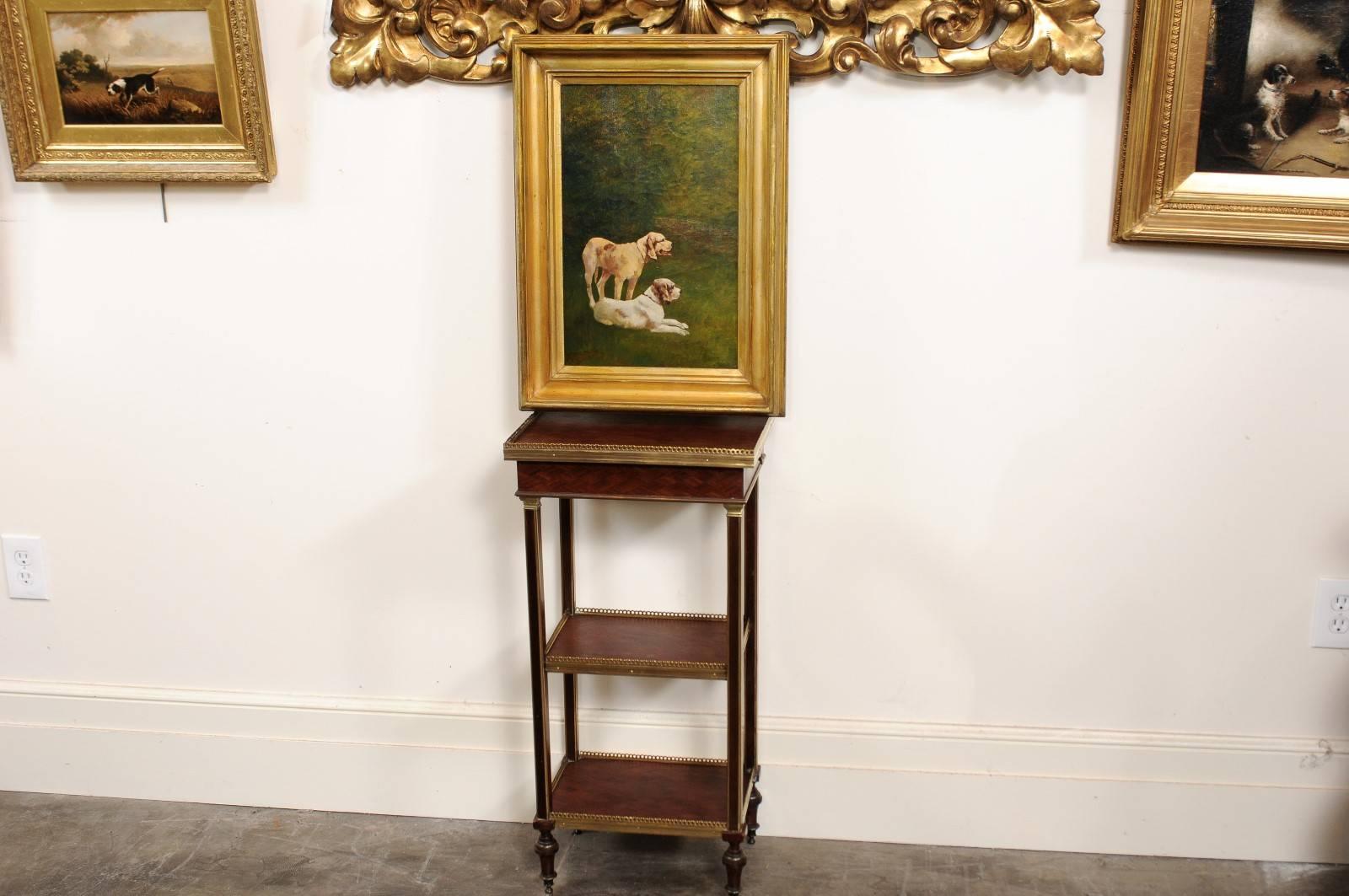 French Dog Oil Painting on Canvas circa 1900 in Antique Giltwood Frame In Good Condition In Atlanta, GA