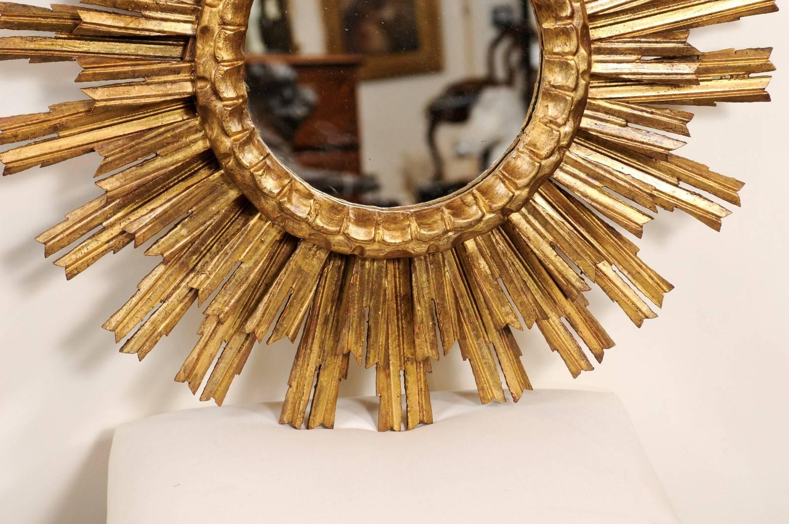 French Double Layered Sunburst Mirror from the Mid-20th Century 4