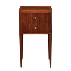French Mahogany Turn of the Century Side Table with Two Drawers and Tapered Legs