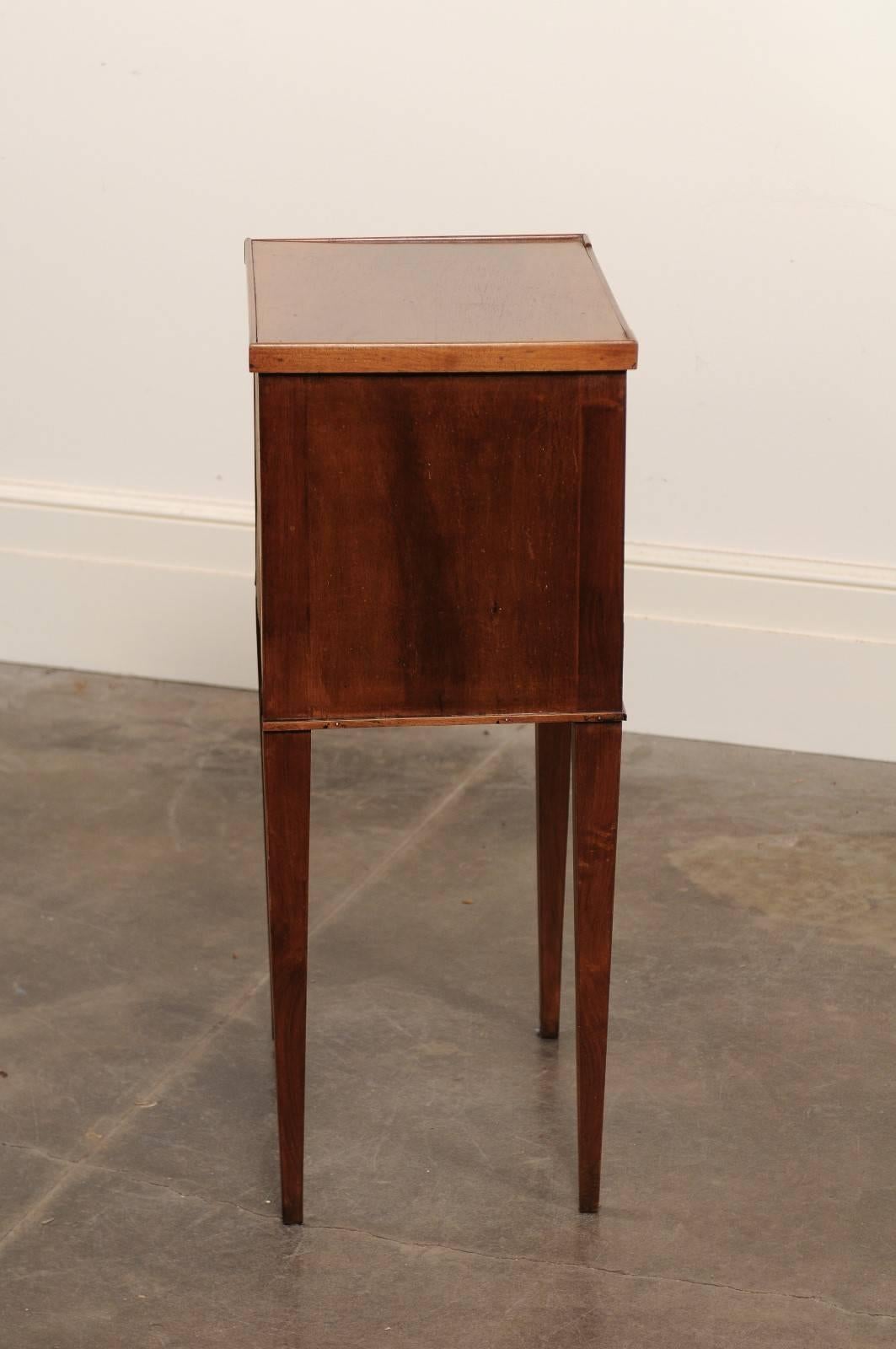 French Mahogany Turn of the Century Side Table with Two Drawers and Tapered Legs 1