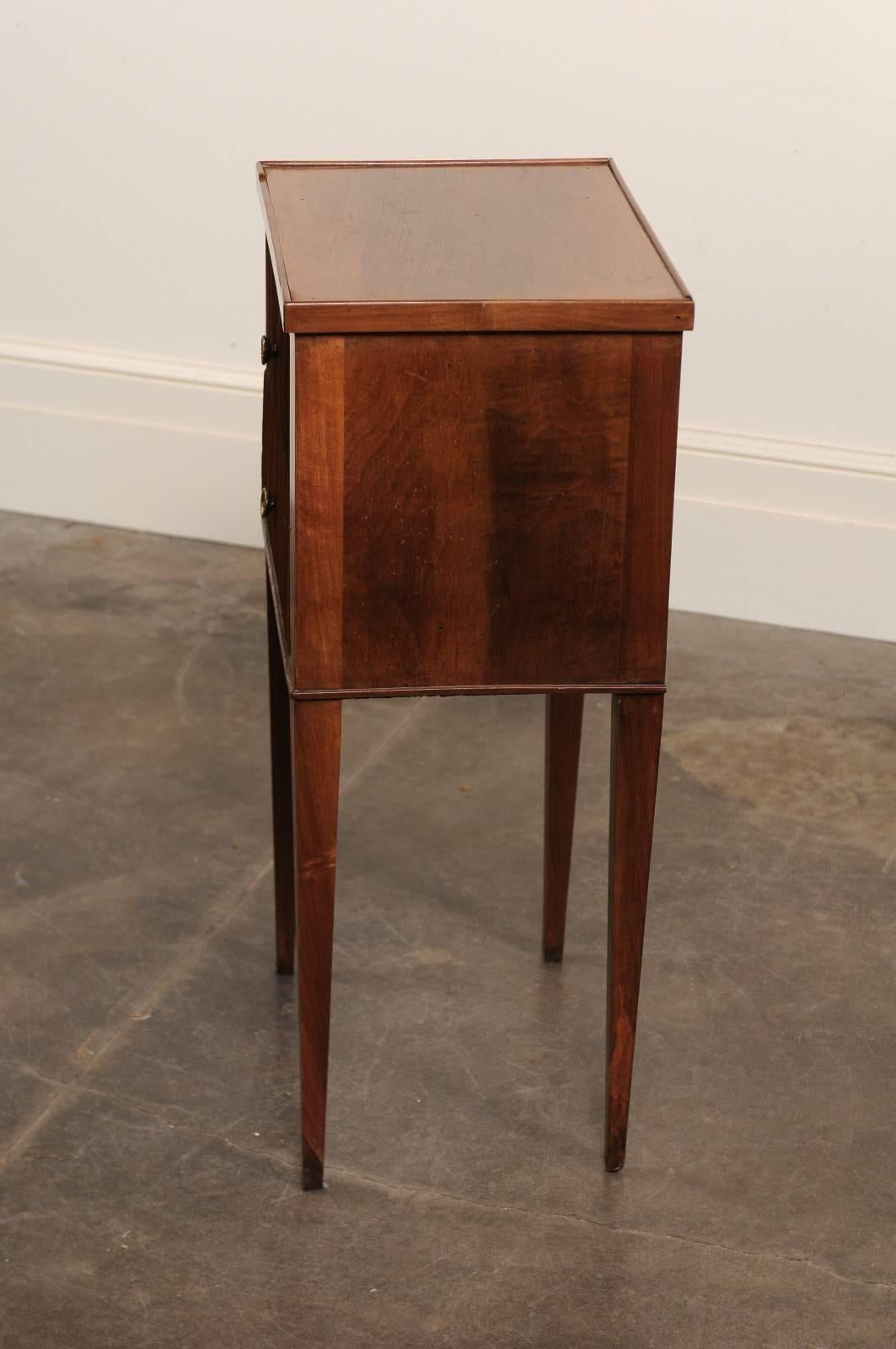 French Mahogany Turn of the Century Side Table with Two Drawers and Tapered Legs 3
