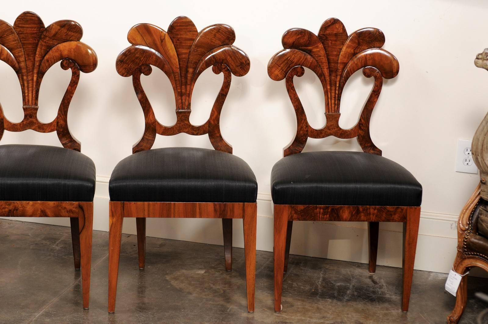 19th Century Set of Six Viennese Biedermeier Dining Chairs with Horsehair Seats, circa 1825