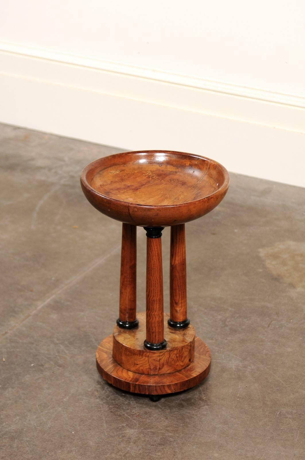 19th Century Austrian Biedermeier Wooden Compote with Classical Column Stand, circa 1840 For Sale