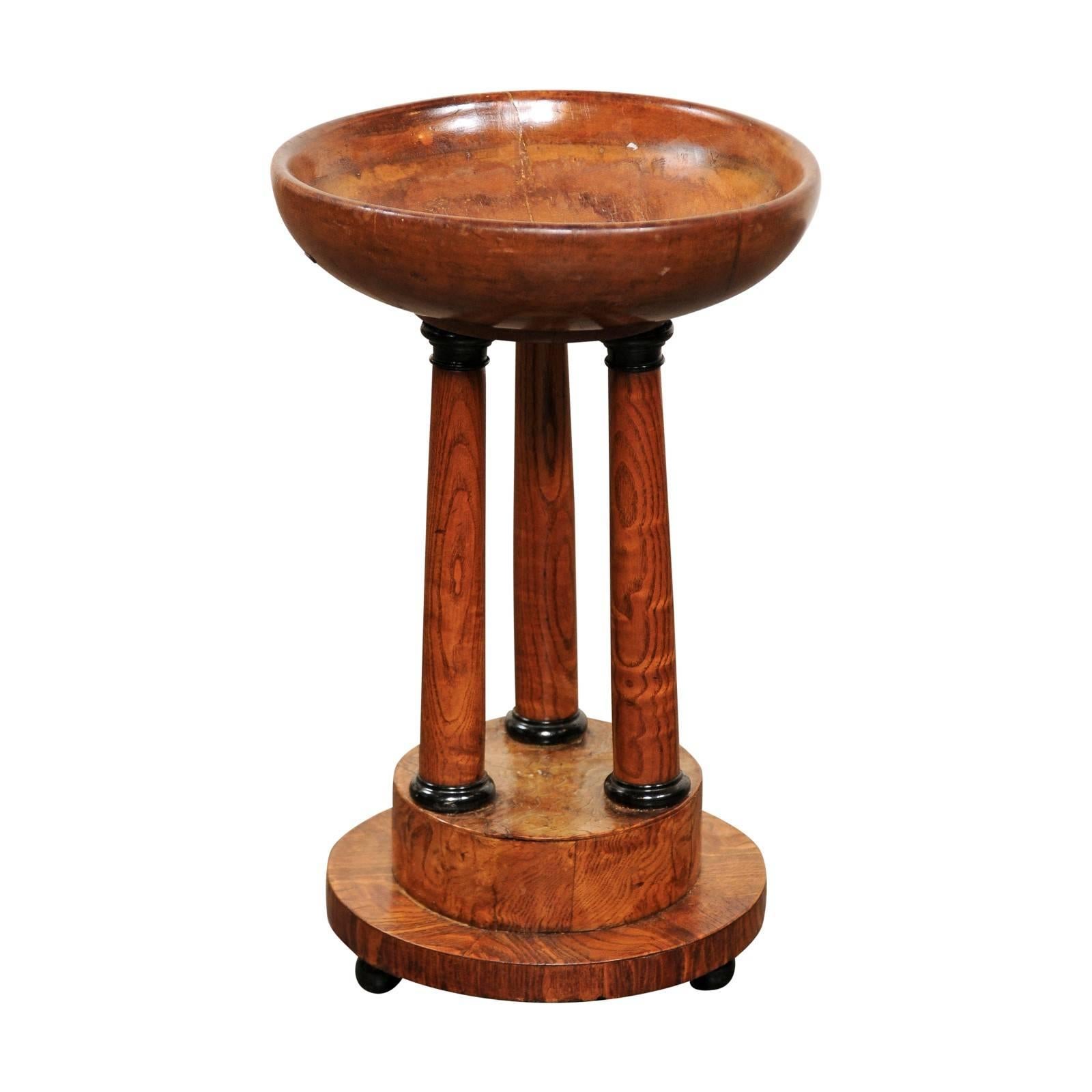 Austrian Biedermeier Wooden Compote with Classical Column Stand, circa 1840 For Sale