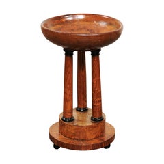 Vintage Austrian Biedermeier Wooden Compote with Classical Column Stand, circa 1840