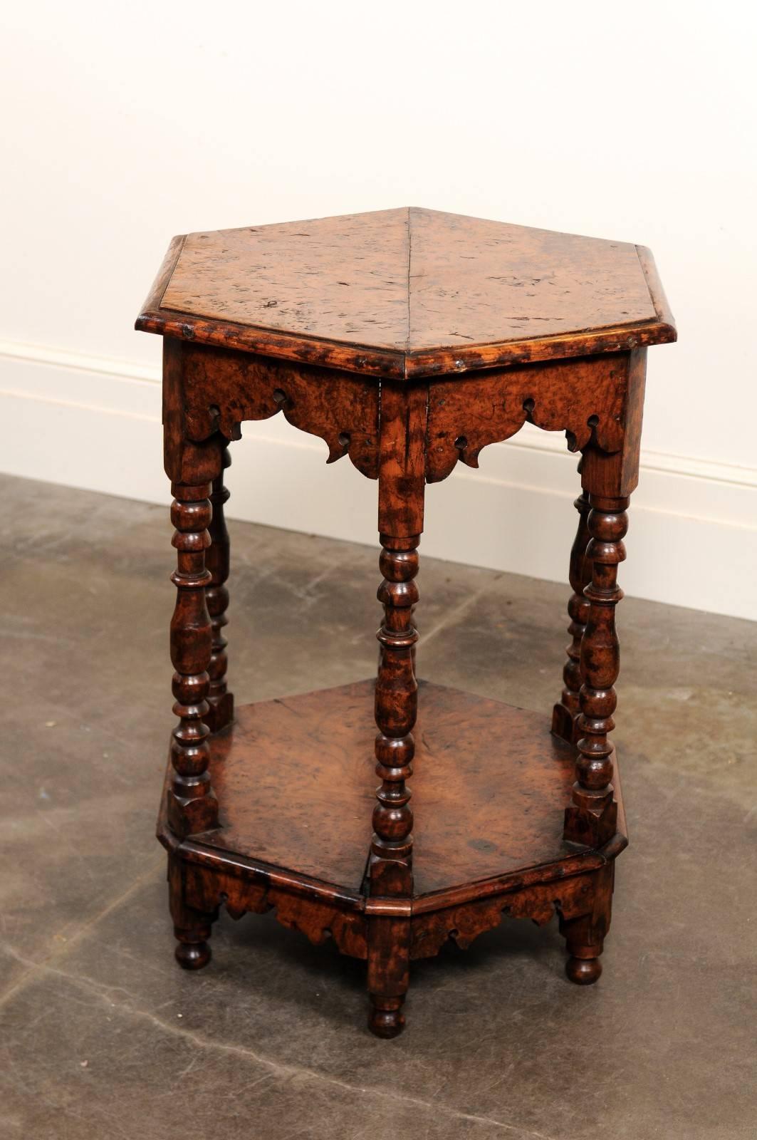 hexagonal wooden table