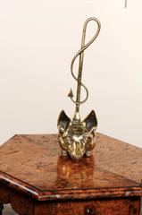 English Brass Door Porter with Fox Head from the Late 19th Century