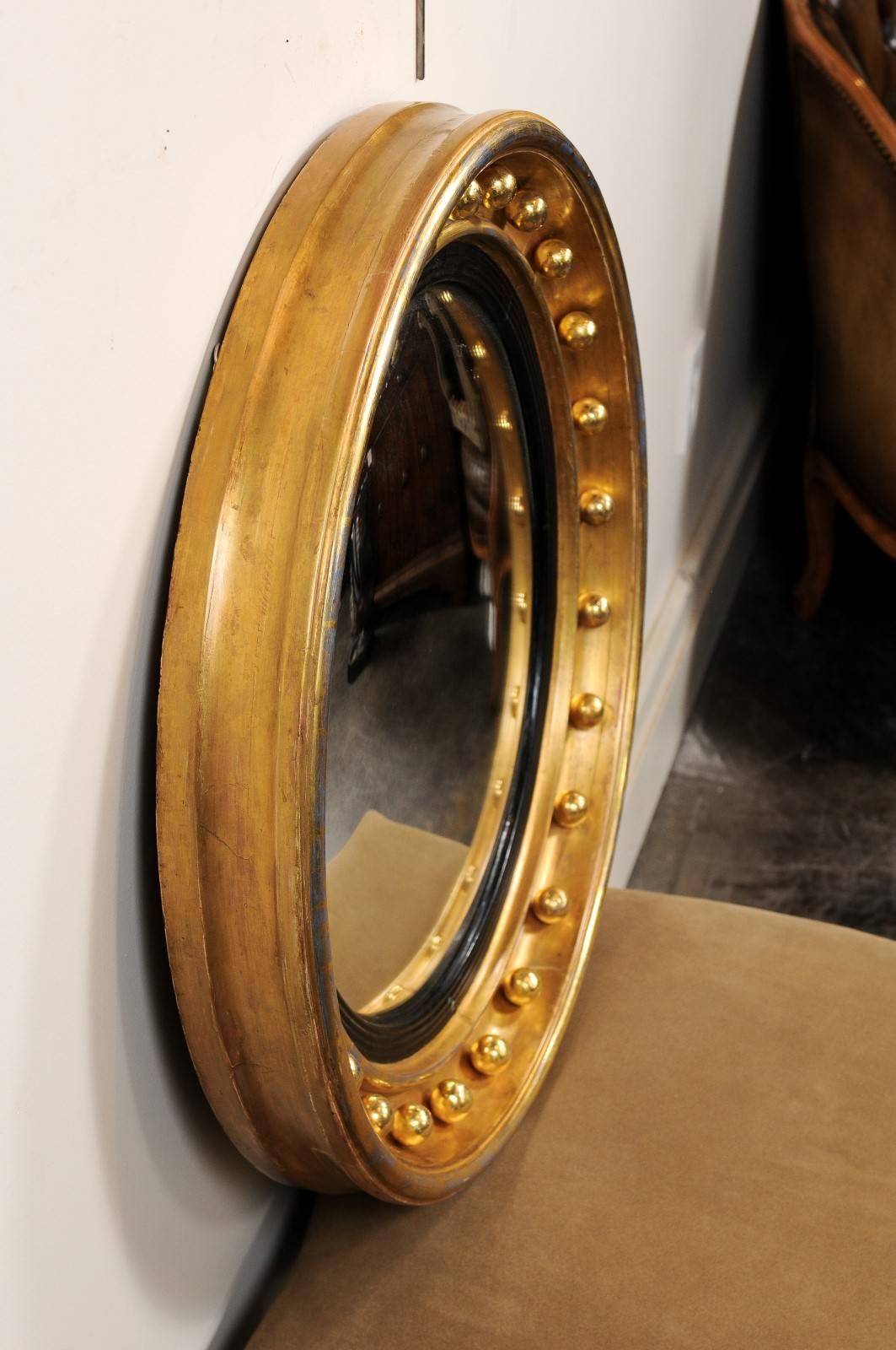 English Giltwood Girandole Mirror with Convex Mirror from the Mid-19th Century 1