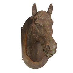 Vintage Cast Iron Horse Head Wall Decoration from the Mid-20th Century