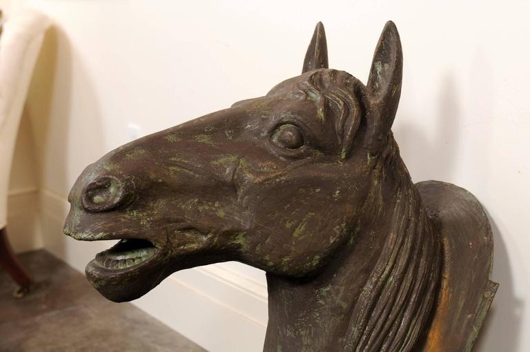 Cast Iron Horse Head Wall Decoration from the Mid-20th Century 2