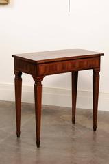 Italian 18th Century Console Table with Marquetry Inlaid Top and Tapered Legs