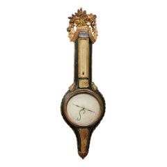 French Louis XVI Style Gilded and Painted Wood Barometer from the Early 1800s 8