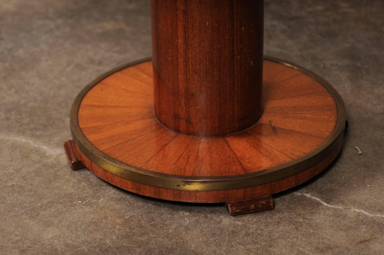 Petite French Mahogany Veneered Cocktail Table with Brass Ring, circa 1950 3