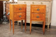 Pair of Petite Austrian Biedermeier Two-Drawer Commodes with Inlay, circa 1840