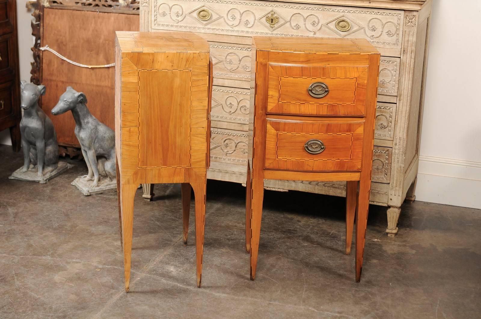 Pair of Petite Austrian Biedermeier Two-Drawer Commodes with Inlay, circa 1840 For Sale 1