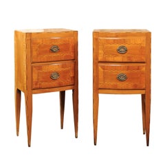 Pair of Petite Austrian Biedermeier Two-Drawer Commodes with Inlay, circa 1840