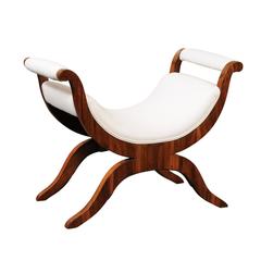 Viennese Biedermeier Walnut Veneered Bench with Curule Base, circa 1825 4
