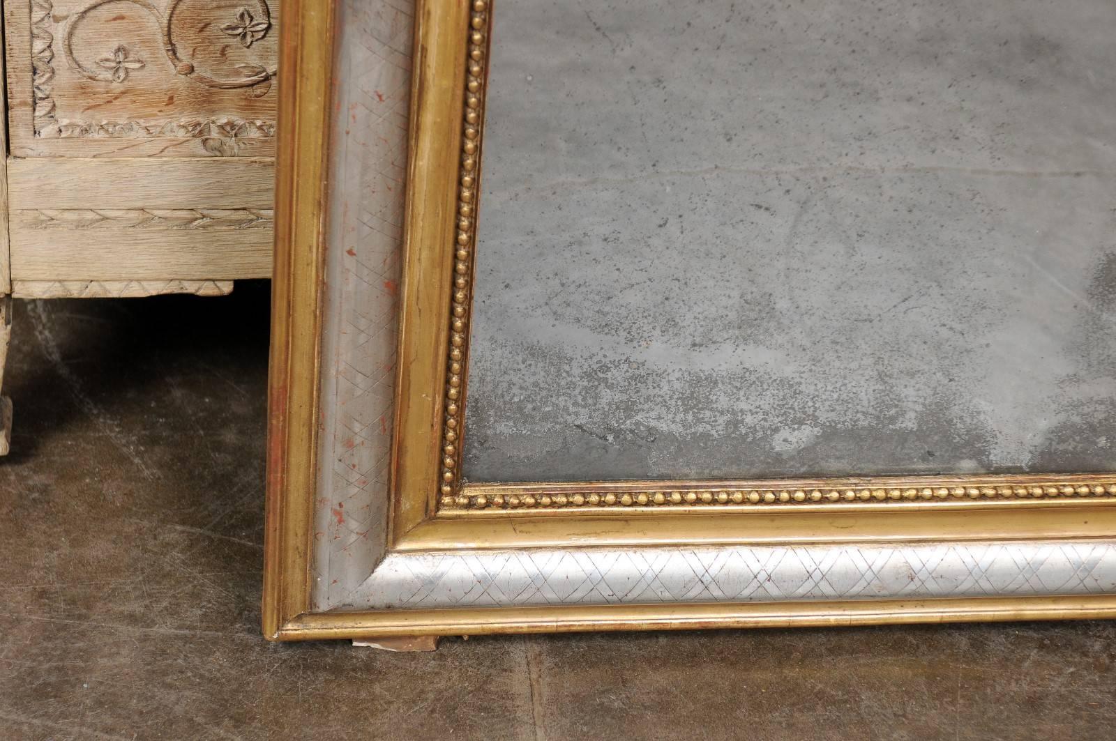 French Gold and Silver Gilt Louis-Philippe Mirror with Original Glass 2