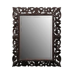 English Rectangular Carved Oak Late 19th Century Mirror with Foliage Motifs