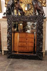 English Rectangular Carved Oak Late 19th Century Mirror with Foliage Motifs