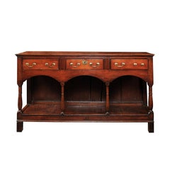 English George III 1780s Oak and Fruitwood Server or Dresser Base with Shelf