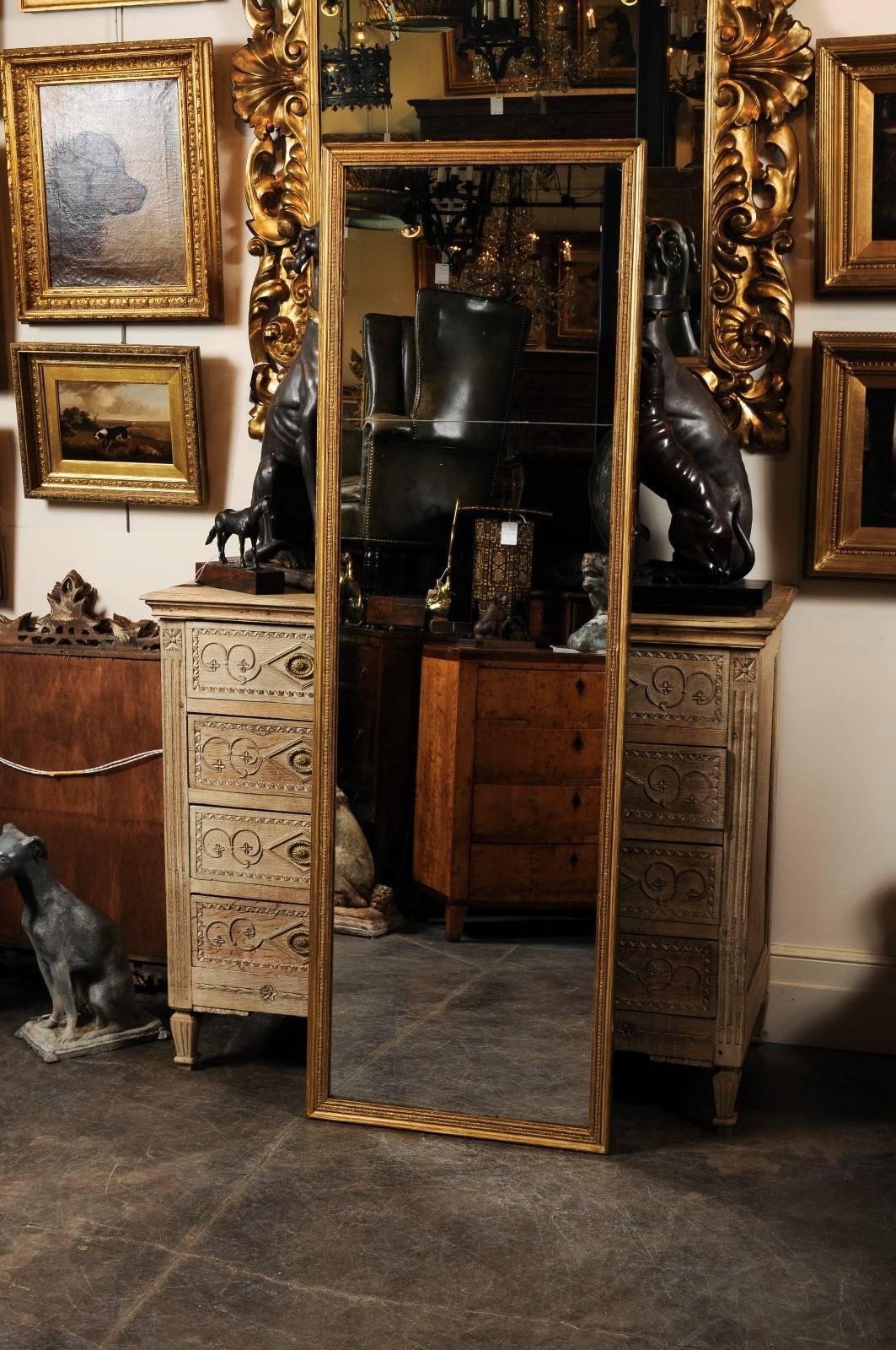 French Full Length Mirror with Giltwood Frame from the Turn of the Century In Excellent Condition In Atlanta, GA