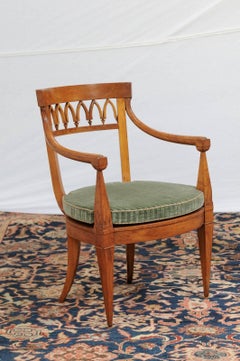 Pair of Austrian Biedermeier 1840s, Armchairs with Pierced Backs and Cane Seats