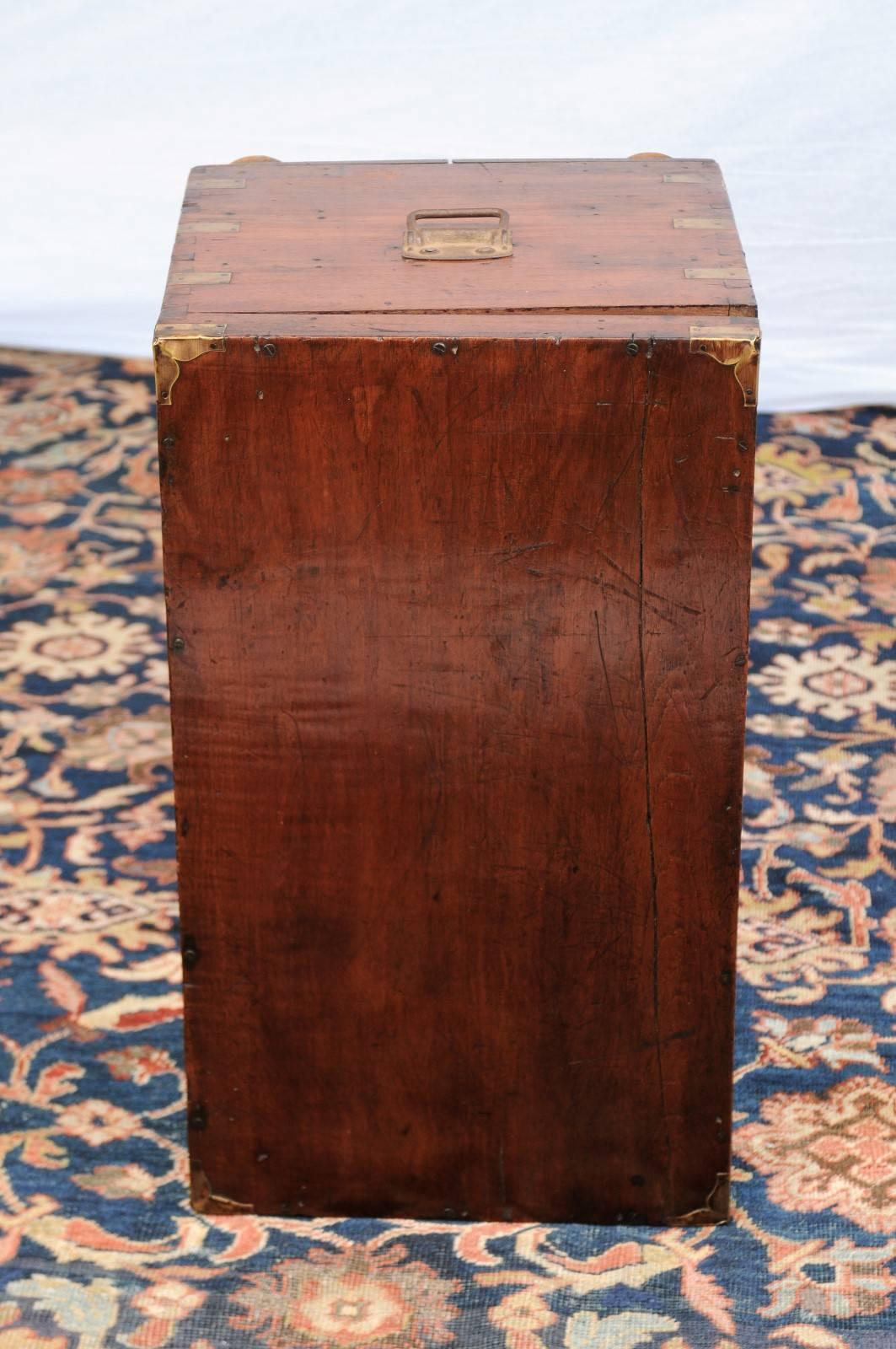 English Campaign Oak Trunk with Brass Accents and Handles, circa 1880 1