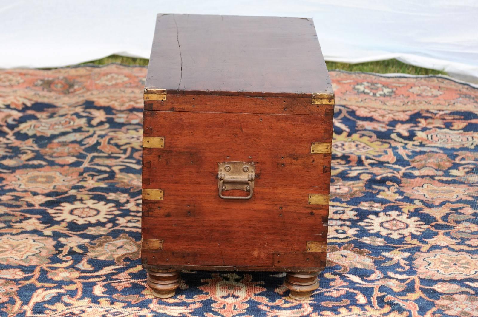 English Campaign Oak Trunk with Brass Accents and Handles, circa 1880 3