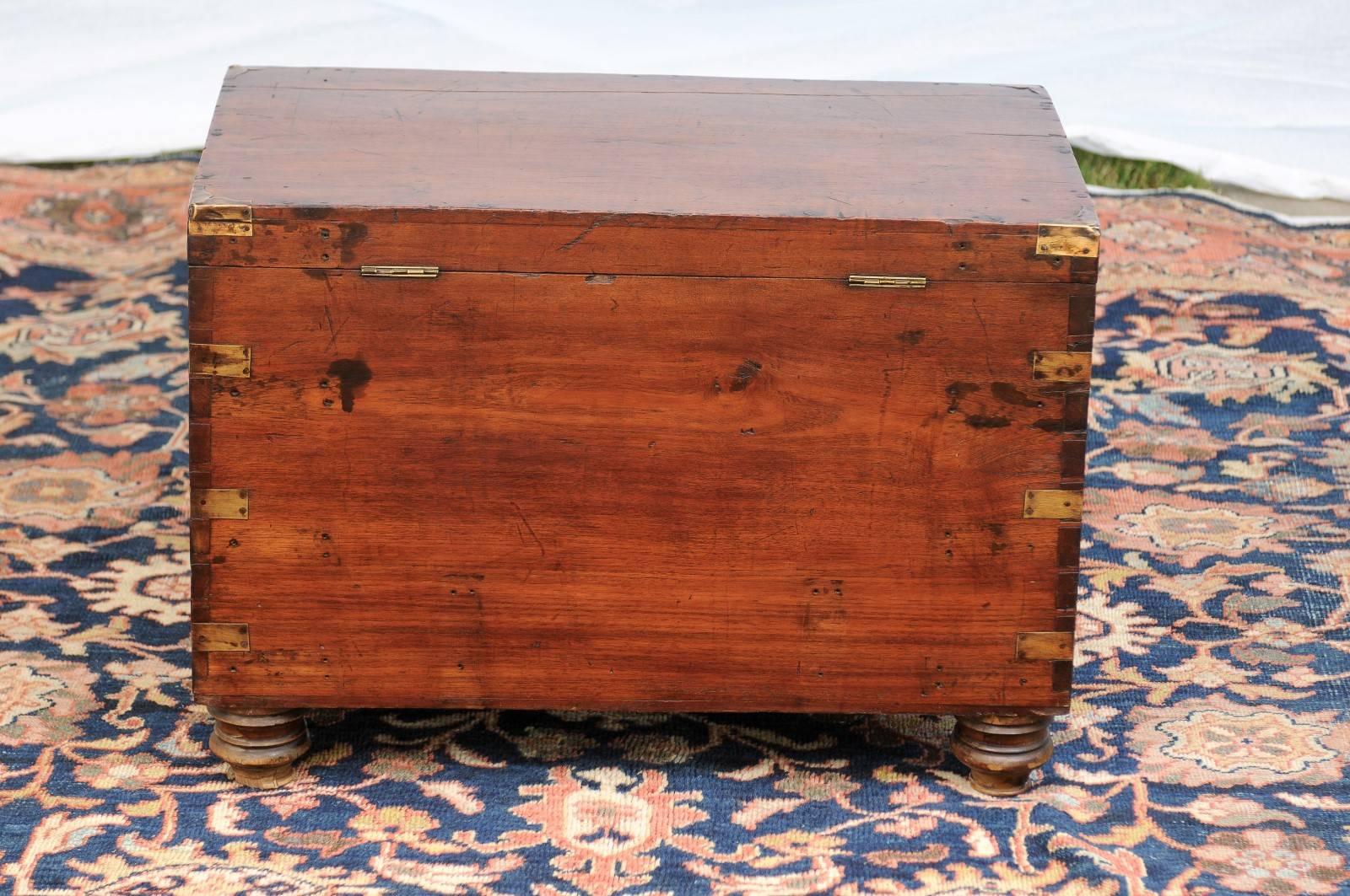 English Campaign Oak Trunk with Brass Accents and Handles, circa 1880 4