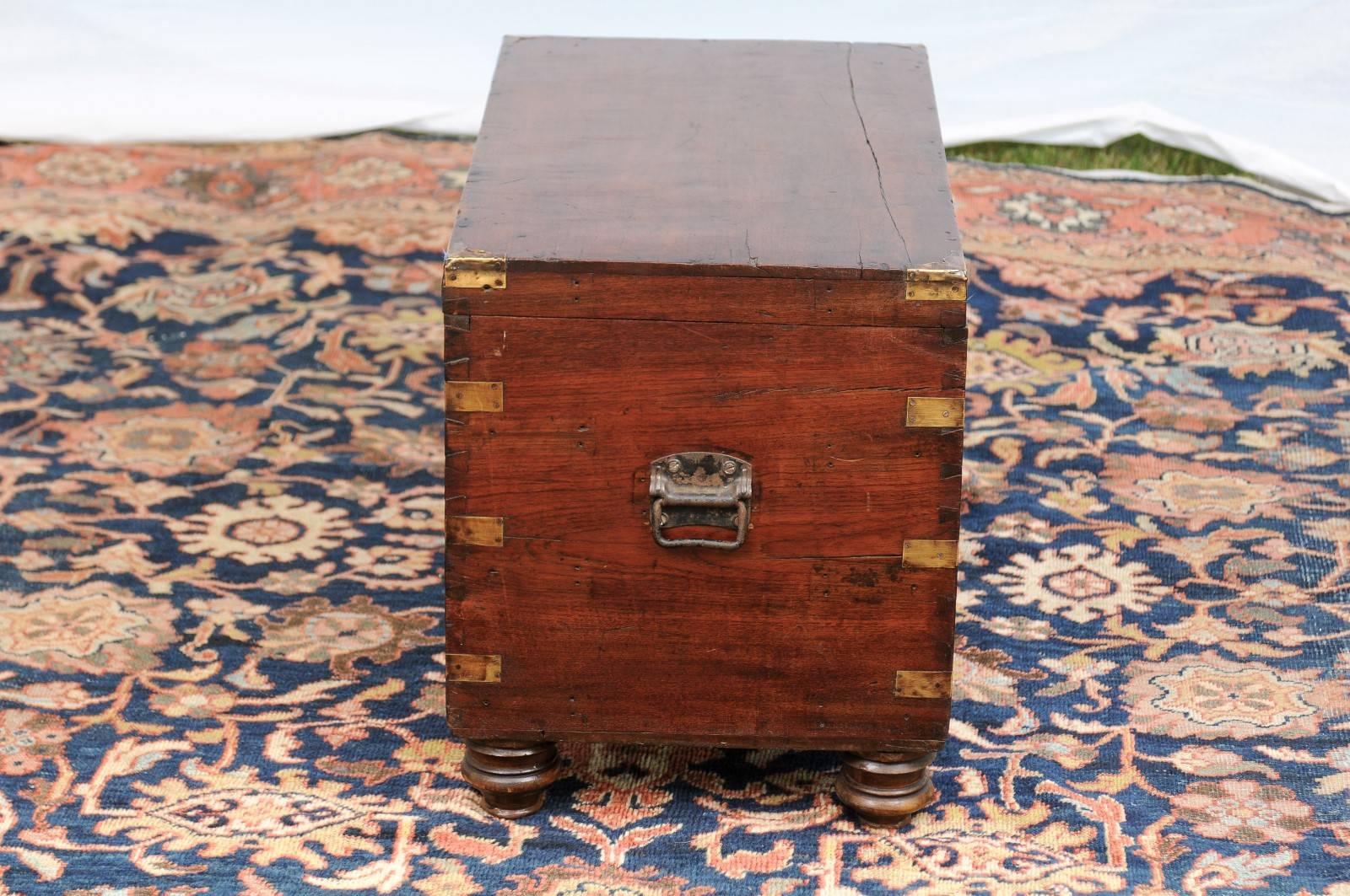 English Campaign Oak Trunk with Brass Accents and Handles, circa 1880 5