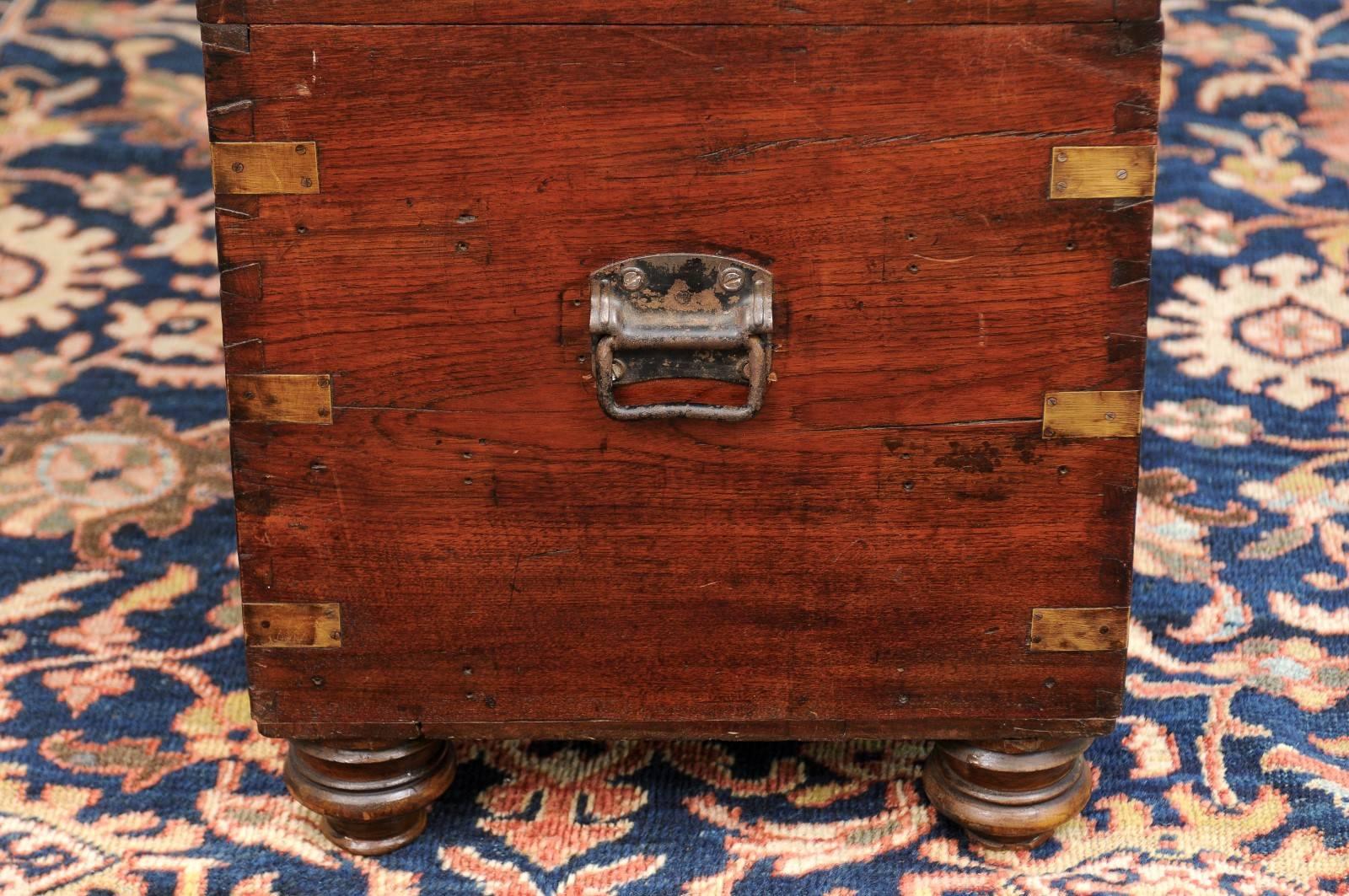 English Campaign Oak Trunk with Brass Accents and Handles, circa 1880 6