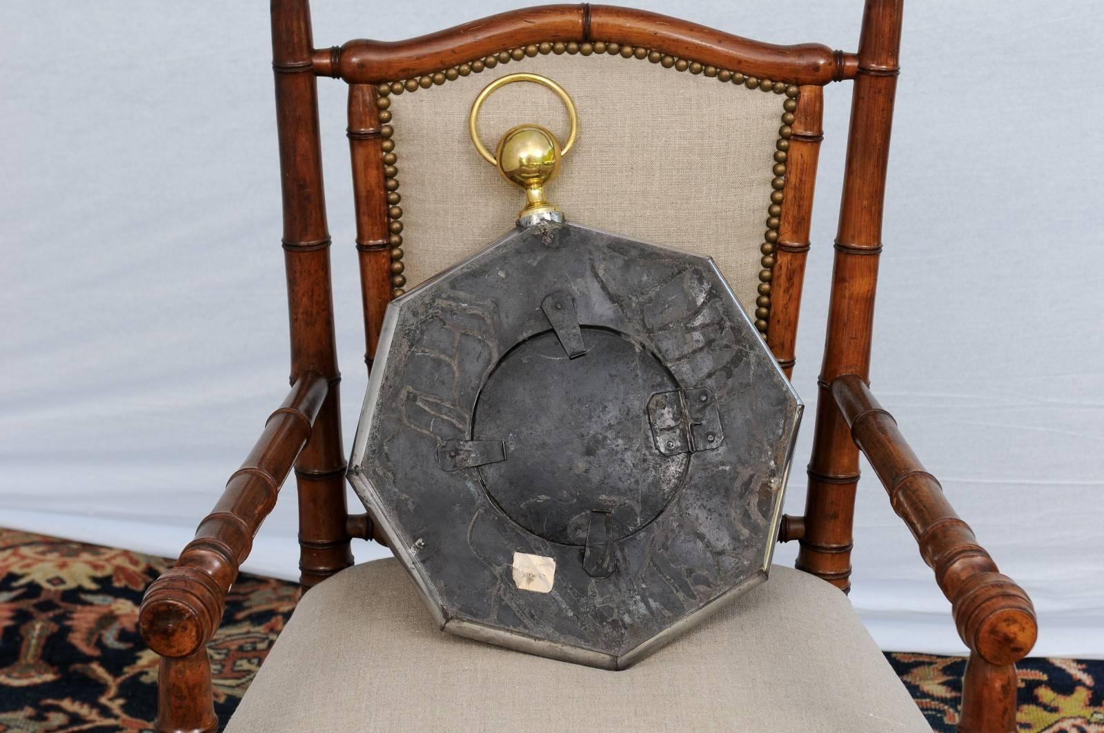 French Late 19th Century Steel and Brass Octagonal Pocket Watch Shaped Clock 4