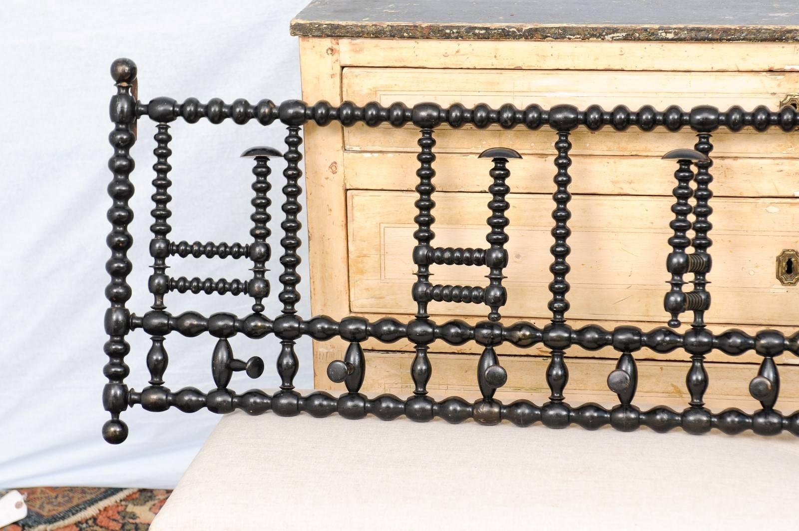 Large-Scale English Coat Rack of Ebonized Wood with Bobbin Frame and Swivel Arms 1