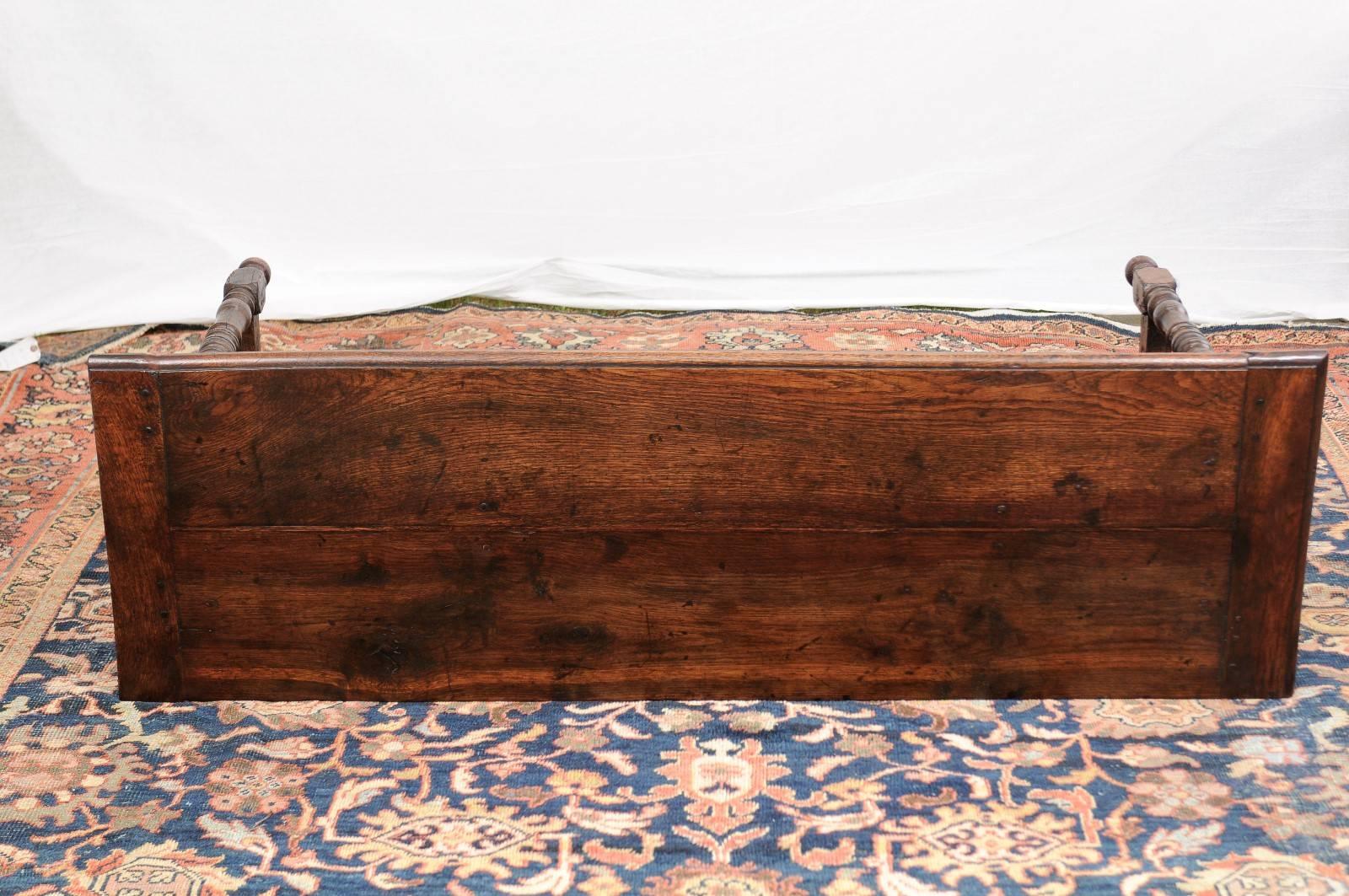 French Oak Coffee Table on Turned Legs with Double Cross Stretcher circa 1880 1