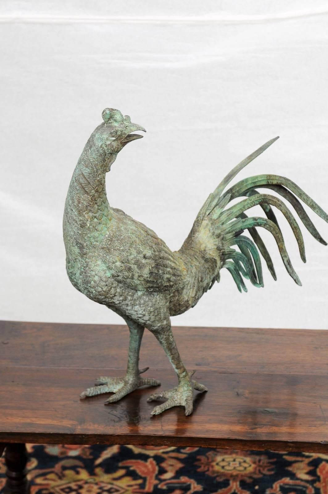 bronze chicken sculpture