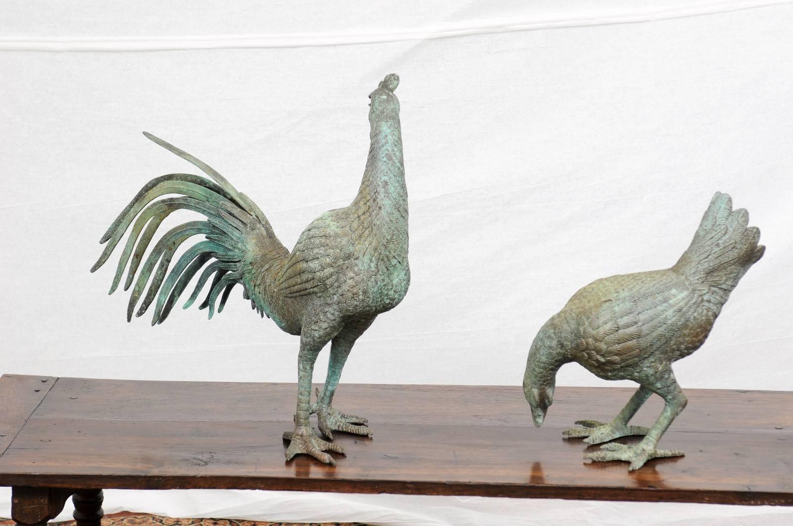 bronze chicken statue