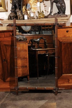 French 1920s Colonial Style Faux-Bamboo Mirror with Clear Glass