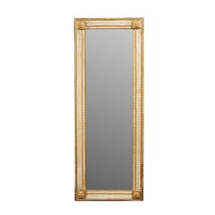 French Neoclassical Style Painted and Gilt Wooden Mirror, circa 1900