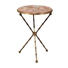 Maison Jansen Style Italian Mid-Century Brass and Marble Side Table