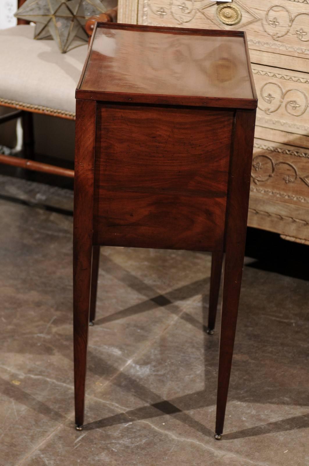 English 1880 Wooden Side Table with Tambour Door, Single Drawer and Tapered Legs 3